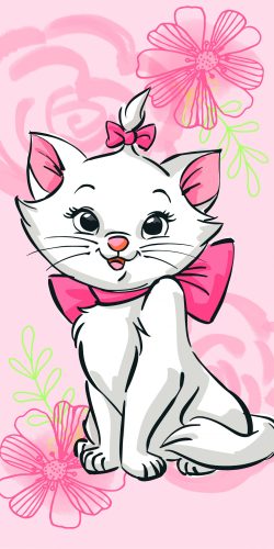 Disney Marie Cat Pink Flower Towel, Beach towel 70*140 cm