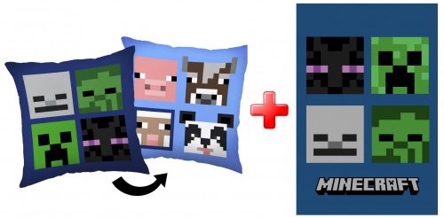 Minecraft pillow and blanket set