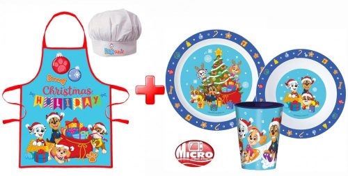 Paw Patrol Holiday Christmas apron and plastic Dinnerware set