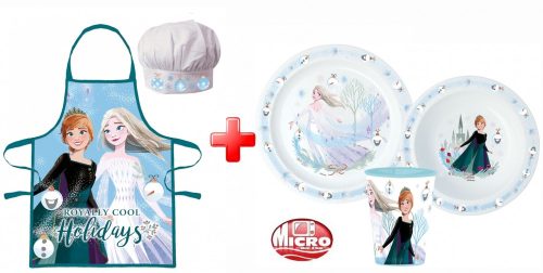 Disney Frozen Royally Cool Christmas apron and plastic Dinnerware set