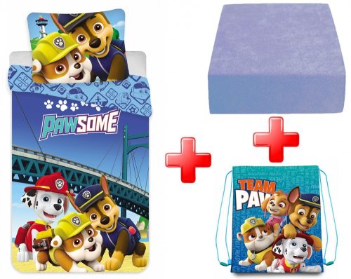 Paw Patrol Kids Bed Linen, fitted sheet and gym bag set