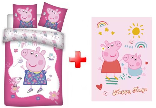 Peppa Pig Happy Day Kids Bed Linen and polar blanket set