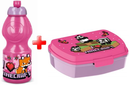 Minecraft Pixel Pink bottle and sandwich box set
