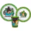 Minecraft Creeper dinner set, micro plastic set, with cup 260 ml