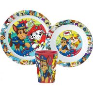   Paw Patrol Comic dinner set, microwave plastic set, cup 260 ml