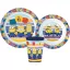 Minions Striped dinner set, micro plastic set, with cup 260 ml