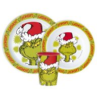   The Grinch Christmas Mischief dinner set, micro plastic set, with cup 260 ml