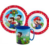   Super Mario Mushroom Kingdom dinner set, micro plastic set with mug 350 ml