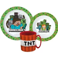   Minecraft Creeper dinnerware set, micro plastic set with mug 350 ml