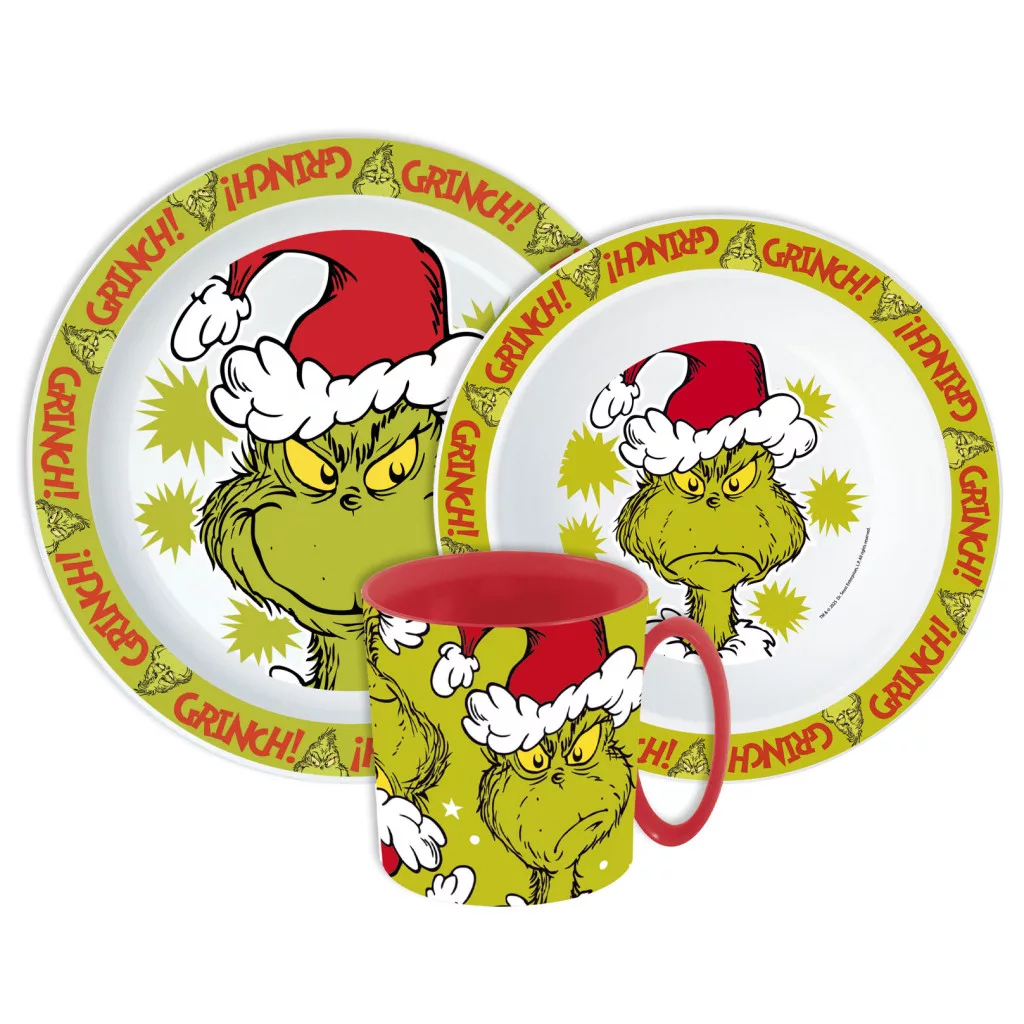 The Grinch Christmas Mischief tableware set, micro plastic set with mu