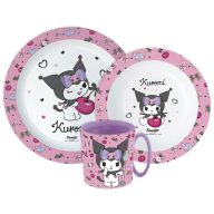   Hello Kitty Kuromi dinner set, micro plastic set with mug 390 ml