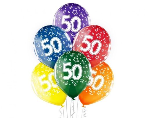 Colorful Happy Birthday 50 air-balloon, balloon 6 pcs 12 inch (30cm)
