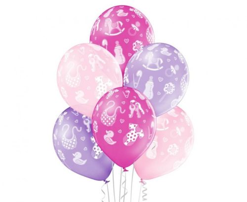 Baby Girl pink air-balloon, balloon 6 pcs 12 inch (30cm)