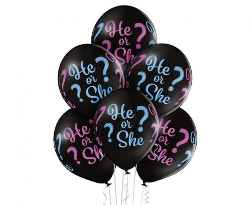 Happy Birthday He or She, Boy or Girl Balloon, 6 pcs 12 inch (30cm)