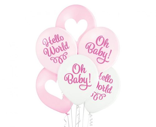 Oh Baby Girl Pastel air-balloon, balloon 6 pcs 12 inch (30cm)