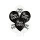 black White Happy Birthday air-balloon, balloon 6 pcs 12 inch (30cm)