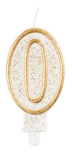 Number Gold Gold glitter number 0 candle, cake candle