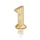 Gold glittery 1es gold number candle, cake candle