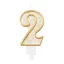 Number Gold Gold Glitter Number 2 Cake Candle