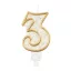 Number Gold Gold Glitter Number 3 Candle, Cake Candle