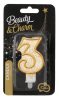 Number Gold Gold Glitter Number 3 Candle, Cake Candle
