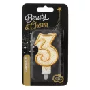 Number Gold Gold Glitter Number 3 Candle, Cake Candle