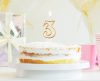 Gold glittery 3 as gold number candle, cake candle