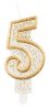 Number Gold Gold glitter number 5 birthday candle, cake candle
