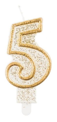 Number Gold Gold glitter number 5 birthday candle, cake candle