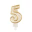 Number Gold Gold glitter number 5 birthday candle, cake candle