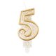 Number Gold Gold glitter number 5 birthday candle, cake candle