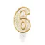 Number Gold Gold glitter number 6 candle, cake candle