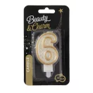 Number Gold Gold glitter number 6 candle, cake candle