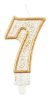 Gold glittery 7 candle gold number candle, cake candle