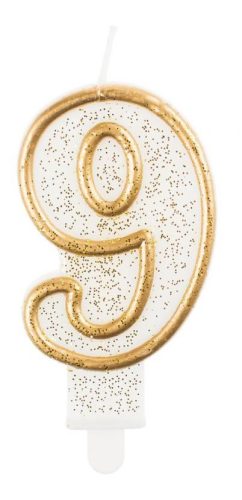 Gold glittery 9-inch gold number candle, cake candle