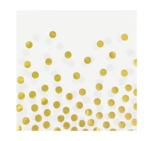 Gold Dots White, Dots napkin 12 pcs 33x33 cm