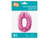 Pink with Hearts, Pink number 0 foil balloon 61 cm