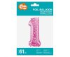 Pink with Hearts, Pink number 1 foil balloon 61 cm