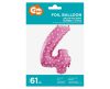 Pink with Hearts, Pink Number 4 foil balloon 61 cm