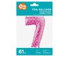 Pink with Hearts, Pink Number 7 foil balloon 61 cm