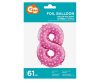 pink with Hearts, Pink Number 8 foil balloon 61 cm