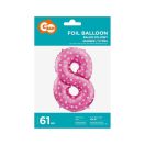 Number Pink with Hearts Pink number 8 foil balloon 61 cm