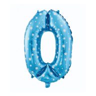 Number Blue with Stars Blue number 0 foil balloon 61 cm