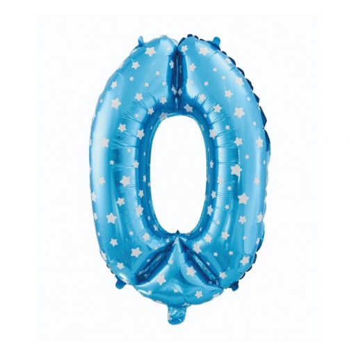 Number Blue with Stars Blue number 0 foil balloon 61 cm