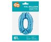 Number Blue with Stars Blue number 0 foil balloon 61 cm