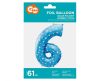 blue with Stars, Blue Number 6 foil balloon 61 cm