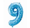 blue with Stars, Blue Number 9 foil balloon 64 cm