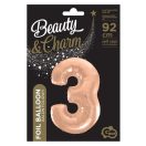 Number Rose Gold Foil balloon number 3, 92 cm