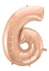 rose gold Number 6 foil balloon 92 cm