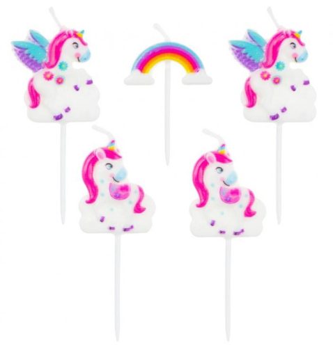 Unicorn Rainbow  birthday candle, candle set 5 pcs